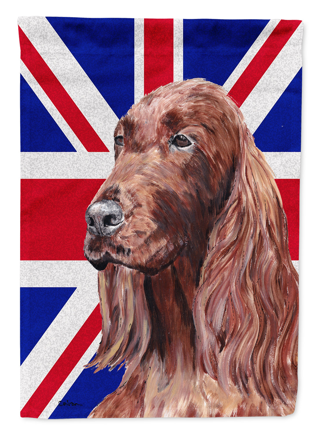 Irish Setter with English Union Jack British Flag Garden Flag Mailbox Decorative Yard Banner Outside Patio Artwork for Flower Beds, Garden Size, Multicolor