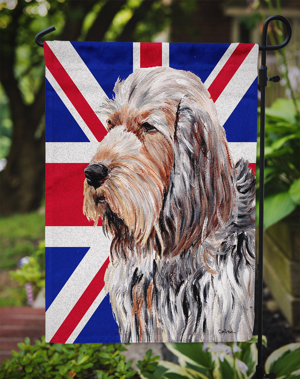 Otterhound with English Union Jack British Flag Garden Flag Mailbox Decorative Yard Banner Outside Patio Artwork for Flower Beds, Garden Size, Multicolor