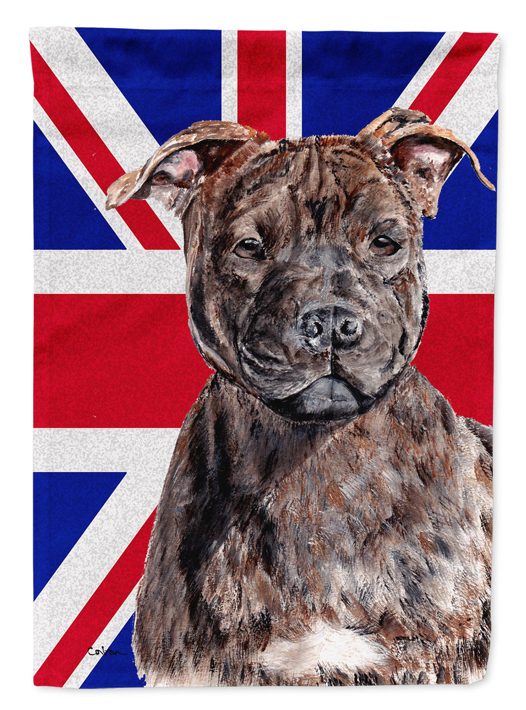 Staffordshire Bull Terrier Staffie with English Union Jack British Flag Garden Flag Mailbox Decorative Yard Banner Outside Patio Artwork for Flower Beds, Garden Size, Multicolor