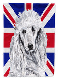 White Standard Poodle with English Union Jack British Flag Garden Flag Mailbox Decorative Yard Banner Outside Patio Artwork for Flower Beds, Garden Size, Multicolor