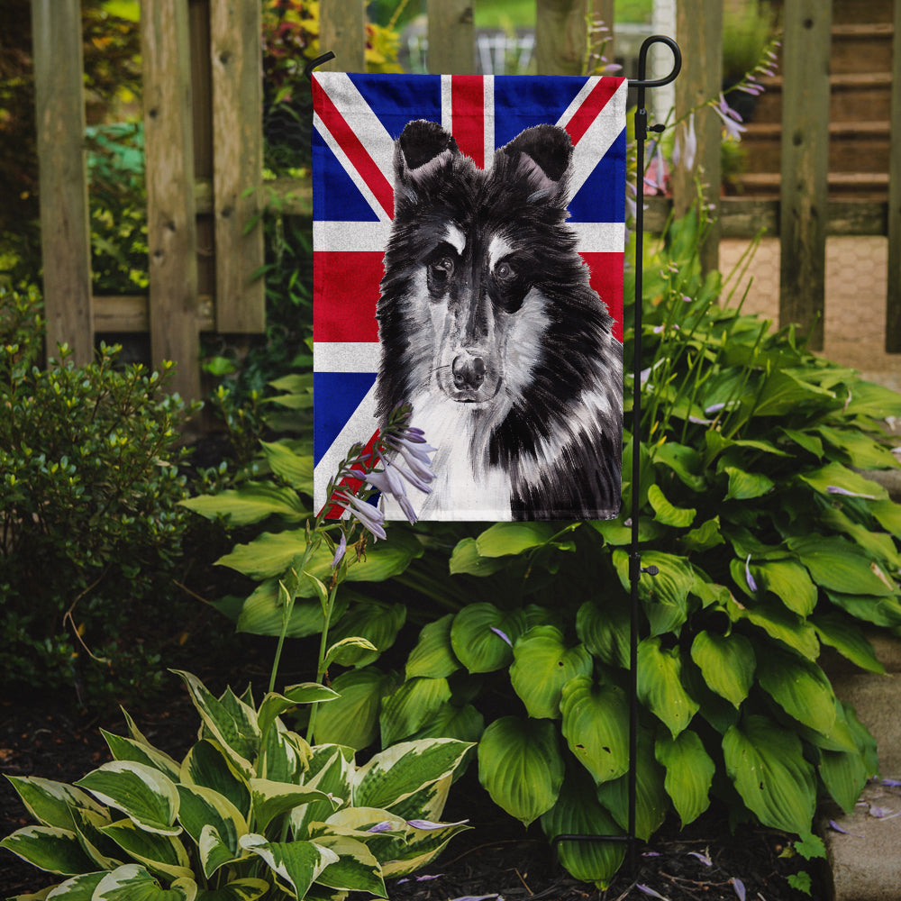Black and White Collie with English Union Jack British Flag Garden Flag Mailbox Decorative Yard Banner Outside Patio Artwork for Flower Beds, Garden Size, Multicolor