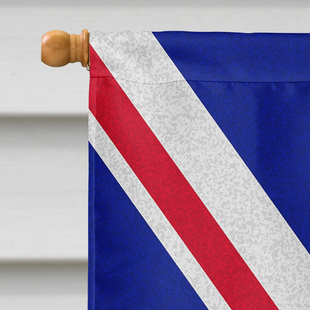 White Toy Poodle with English Union Jack British Flag House Flag 28x40 Porch Sleeve Pole Decorative Outside Yard Banner Artwork Wall Hanging, Polyester