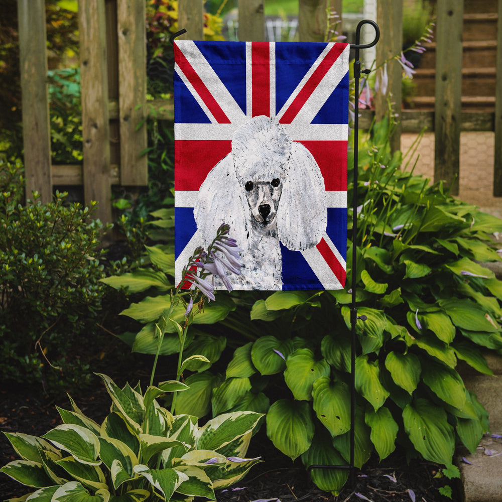 White Toy Poodle with English Union Jack British Flag Garden Flag Mailbox Decorative Yard Banner Outside Patio Artwork for Flower Beds, Garden Size, Multicolor