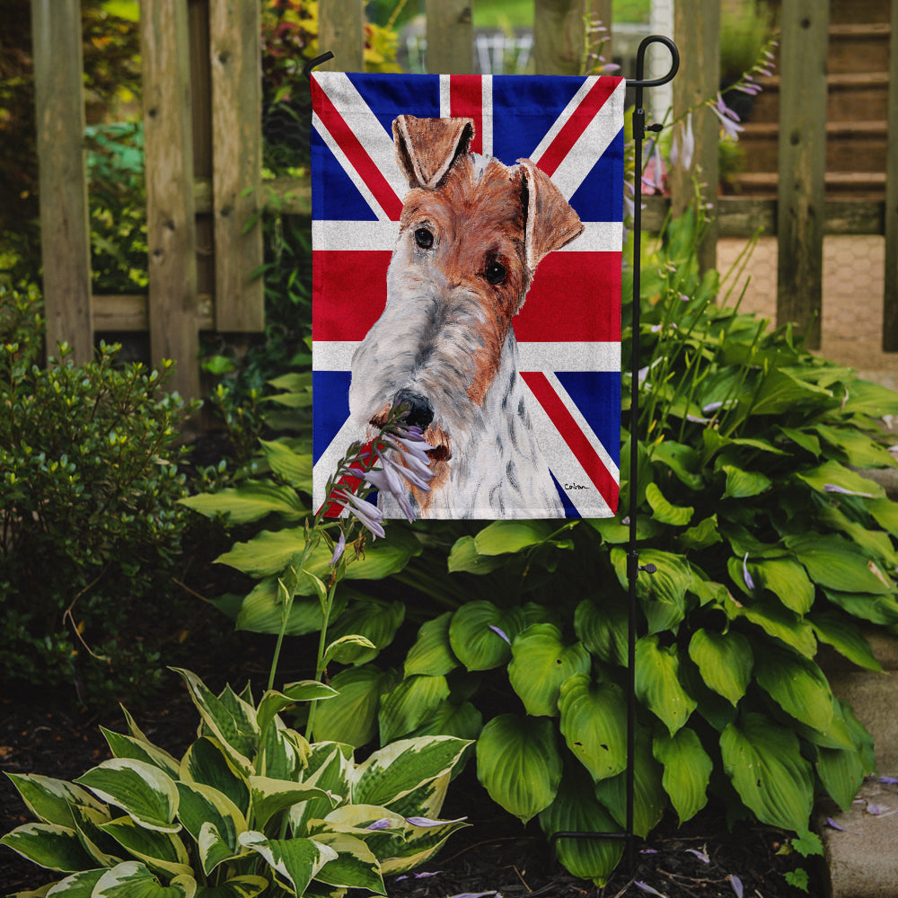 Wire Fox Terrier with English Union Jack British Flag Garden Flag Mailbox Decorative Yard Banner Outside Patio Artwork for Flower Beds, Garden Size, Multicolor
