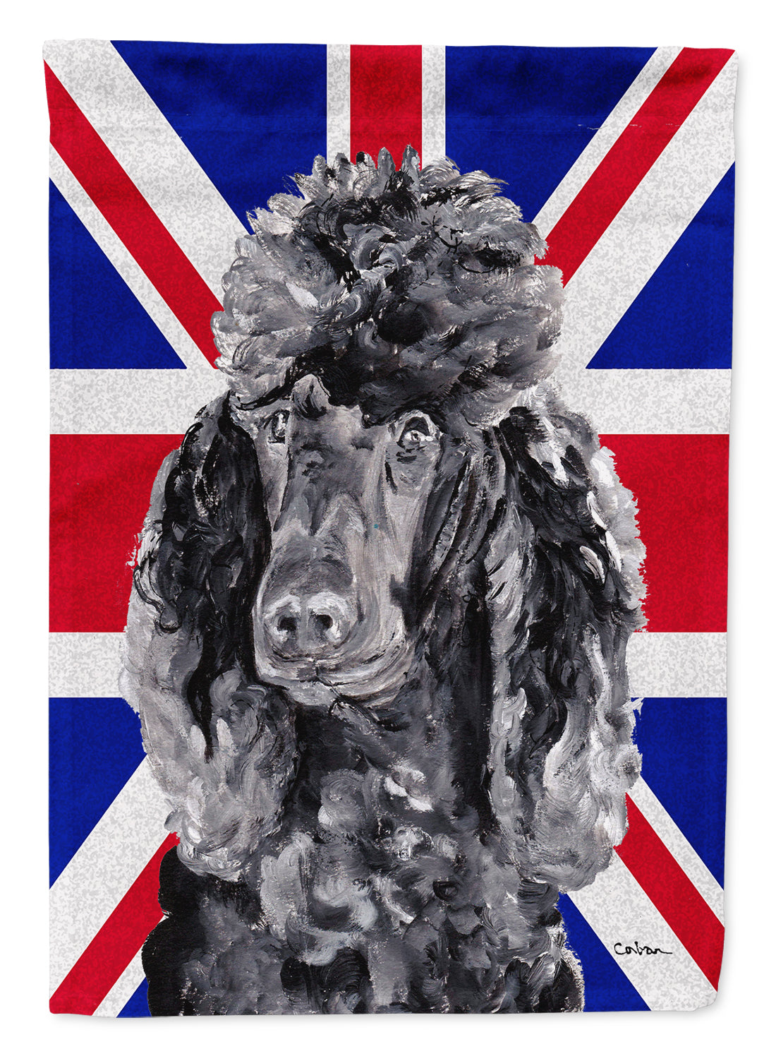 Black Standard Poodle with English Union Jack British Flag Garden Flag Mailbox Decorative Yard Banner Outside Patio Artwork for Flower Beds, Garden Size, Multicolor