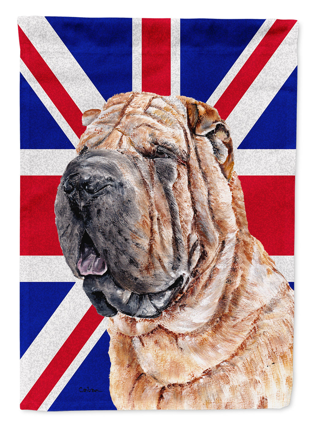 Shar Pei with English Union Jack British Flag Garden Flag Mailbox Decorative Yard Banner Outside Patio Artwork for Flower Beds, Garden Size, Multicolor