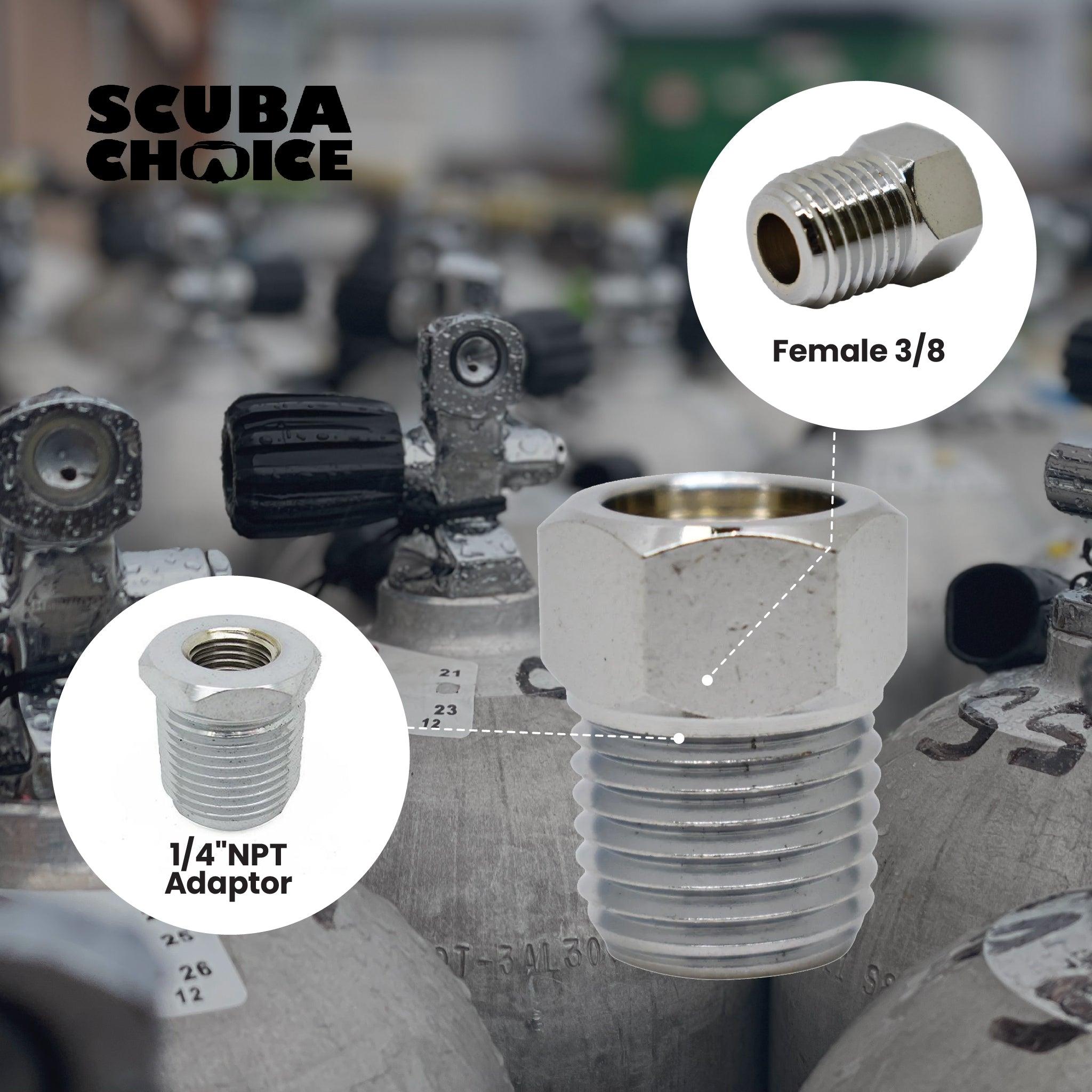 Scuba Choice Scuba Diving Female 3/8-24 TO Male 1/4"NPT Adaptor