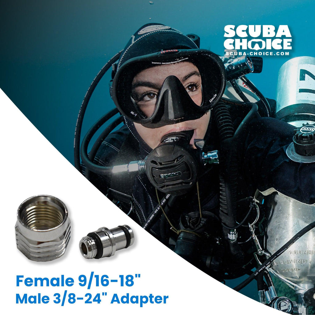 Scuba Choice Female 9/16-18" to Male 3/8-24" Adapter