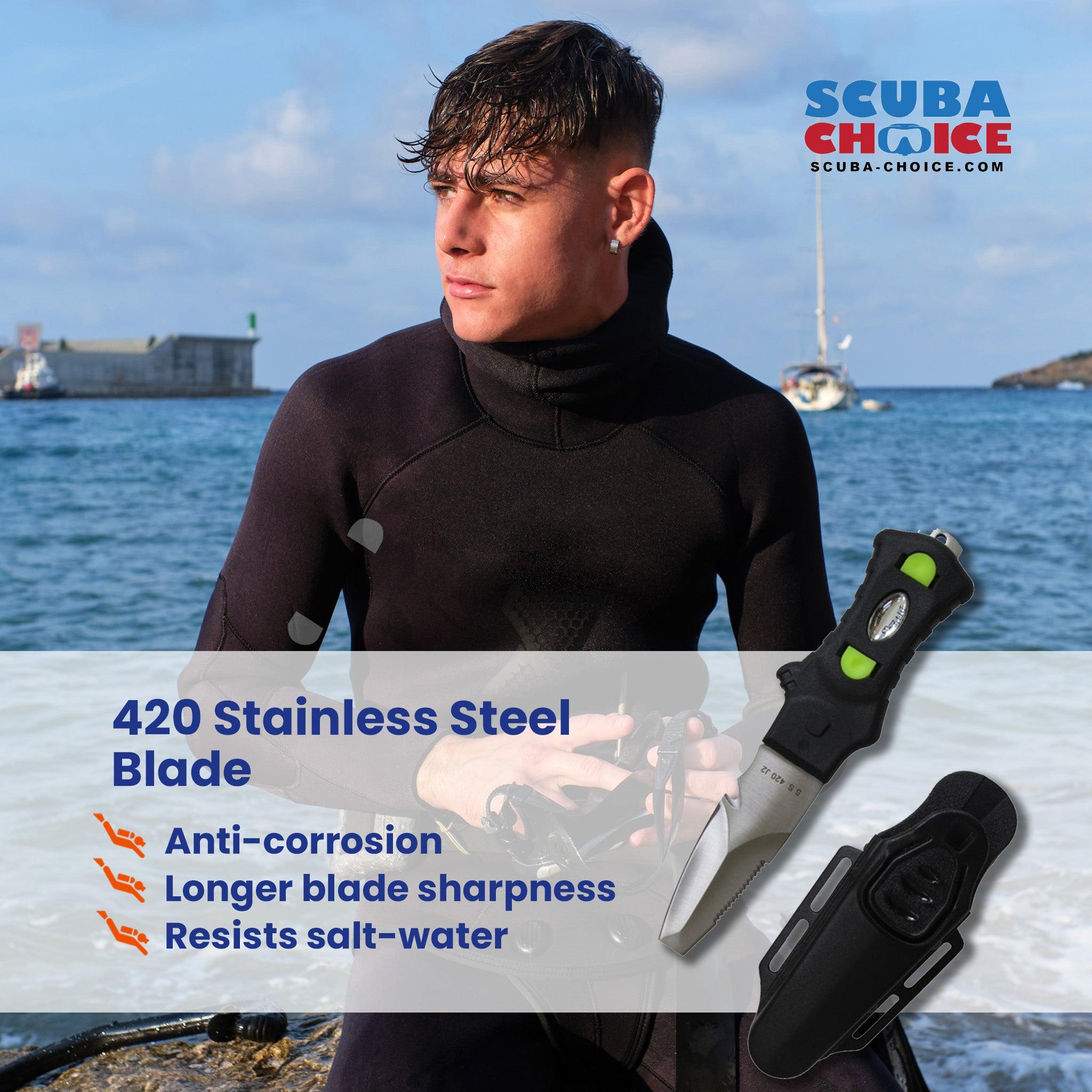 Scuba Diving Compact Black Stainless Steel Blunt Tip BCD Knife