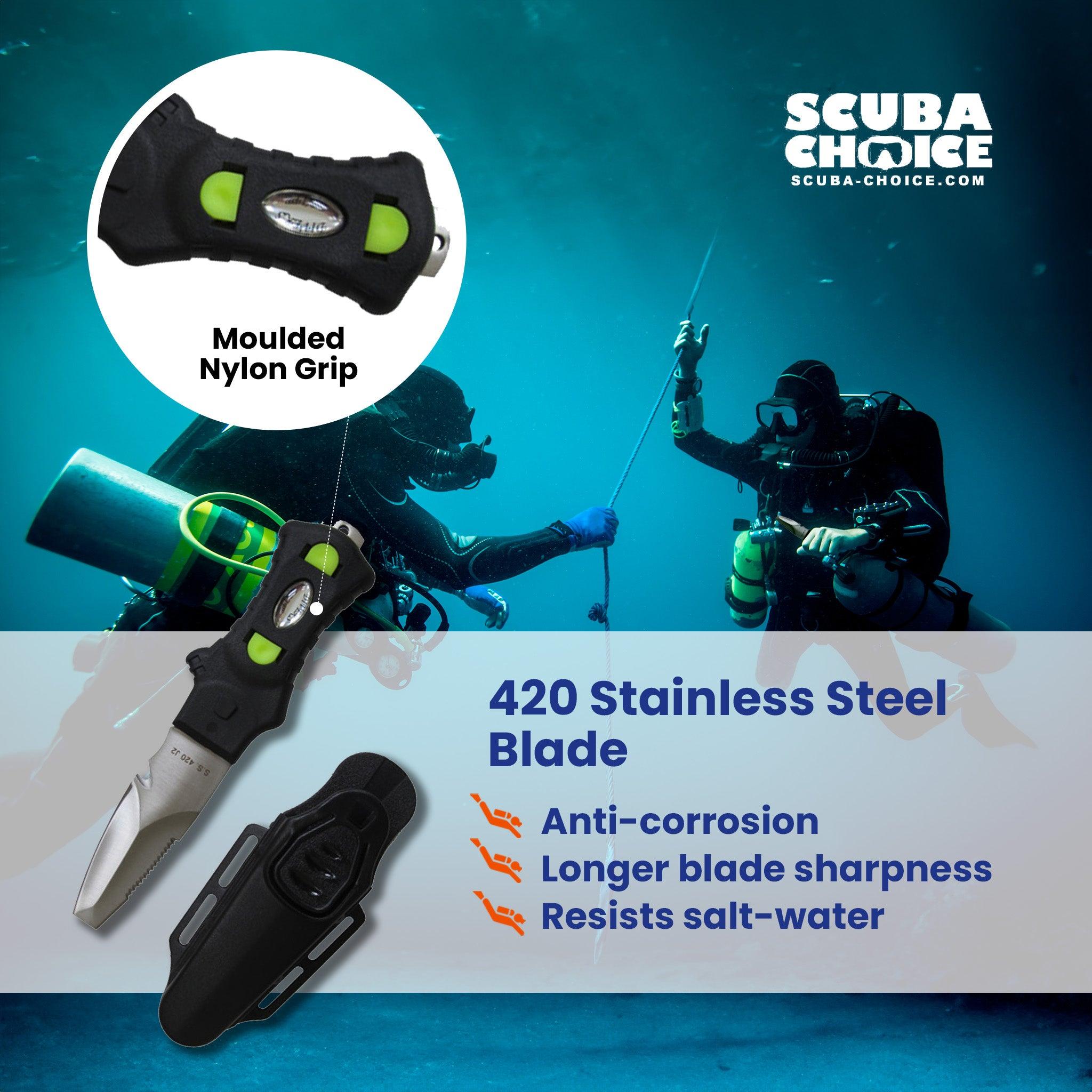 Scuba Diving Compact Black Stainless Steel Blunt Tip BCD Knife