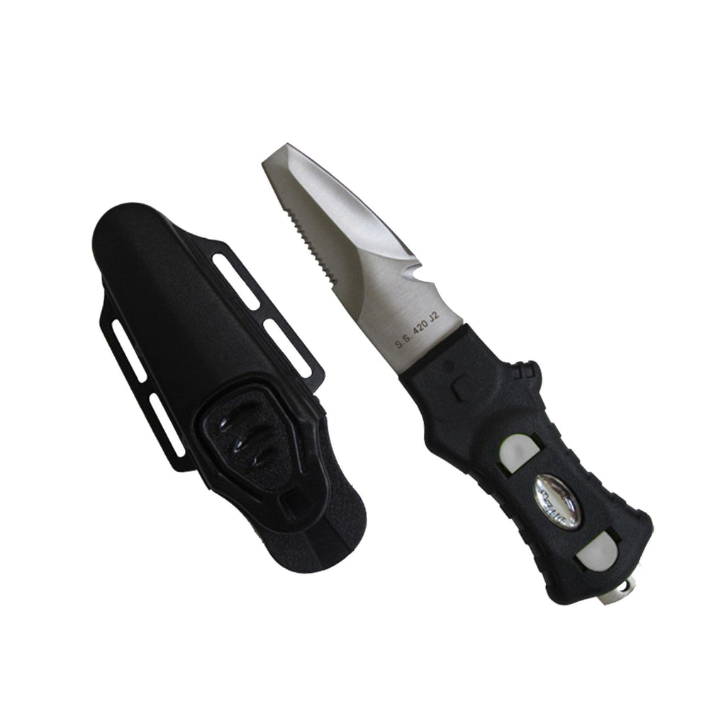Scuba Diving Compact Black Stainless Steel Blunt Tip BCD Knife