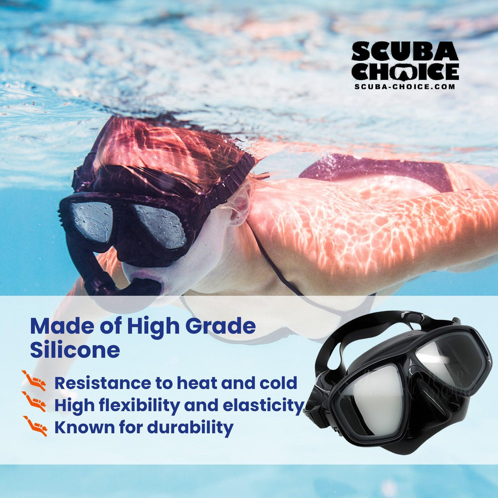 Palantic M36 Solid Black/Black Silicone RX Nearsighted Lenses Dive/Snorkeling Mask