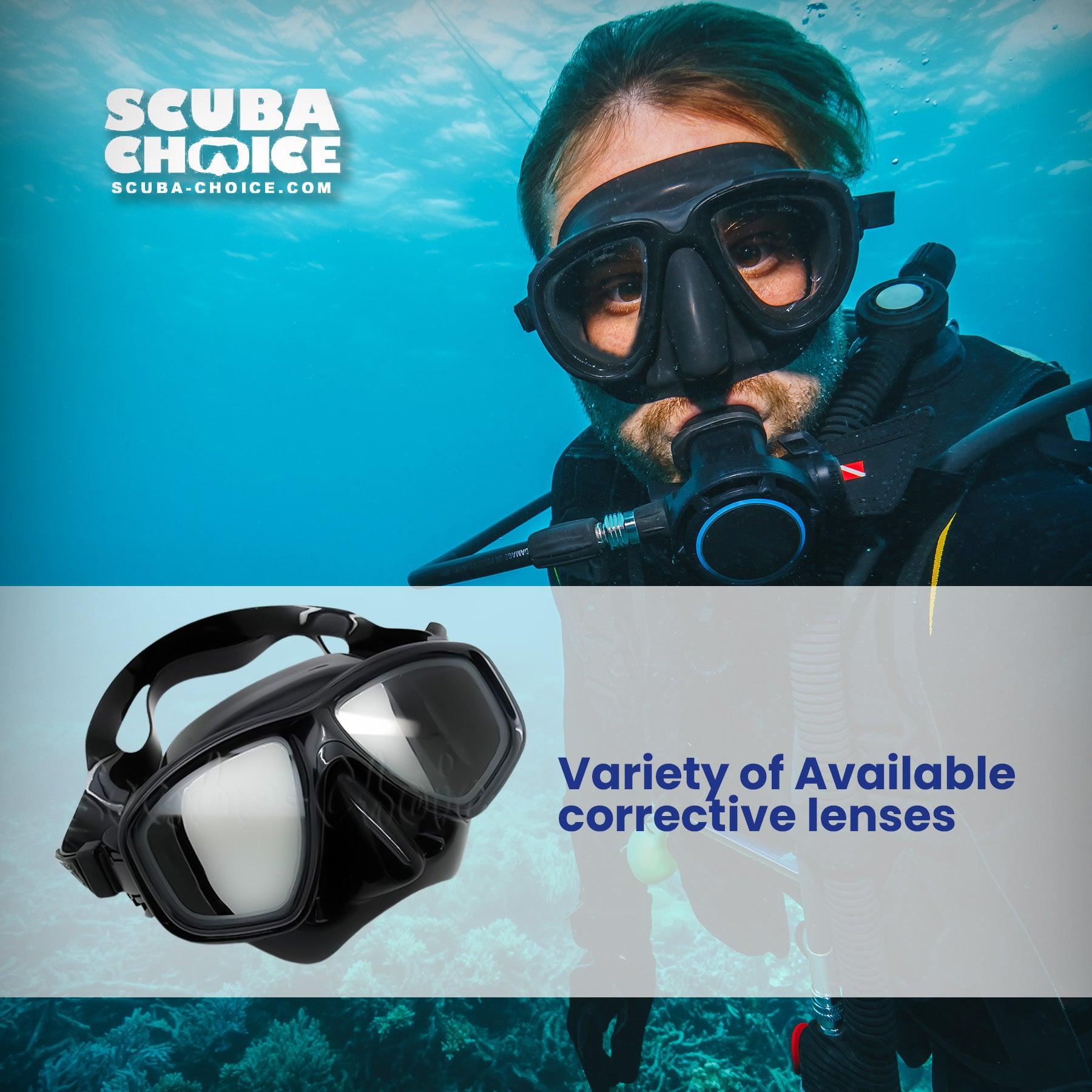 Palantic M36 Solid Black/Black Silicone RX Nearsighted Lenses Dive/Snorkeling Mask