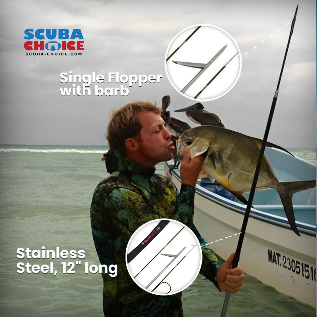 CARBON FIBER 7' Travel Spearfishing 3-Piece Pole Spear Single Flopper Tip