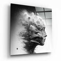 Shattering Smoke Profile Head Glass Wall Art
