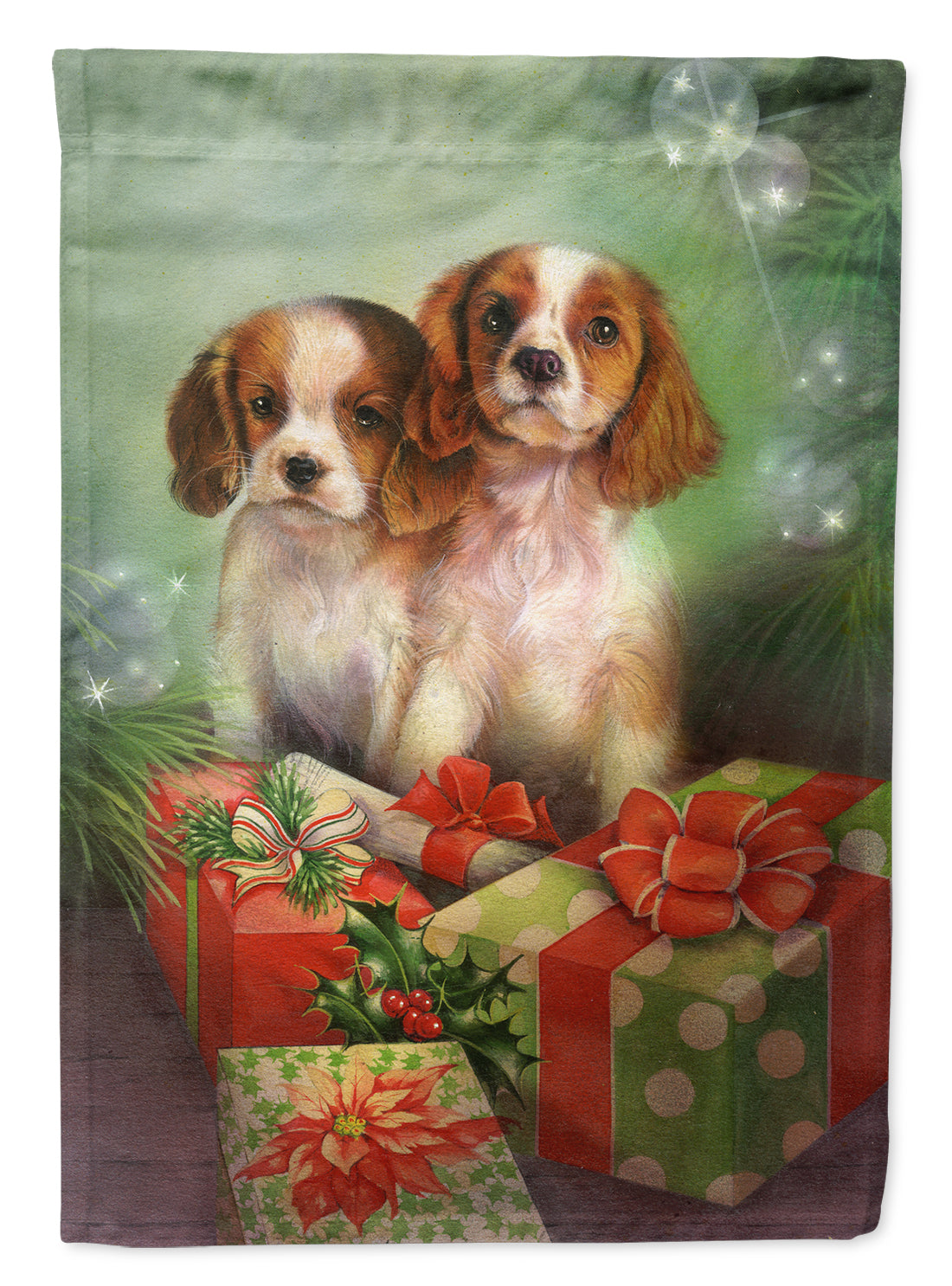 Cavalier Spaniels and Christmas Presents Garden Flag Mailbox Decorative Yard Banner Outside Patio Artwork for Flower Beds, Garden Size, Multicolor