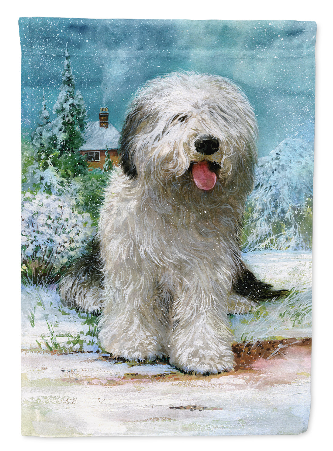 Old English Sheepdog by Don Squires Garden Flag Mailbox Decorative Yard Banner Outside Patio Artwork for Flower Beds, Garden Size, Multicolor