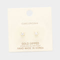 Gold Dipped 3mm Cubic Zirconia Square Stud Earrings