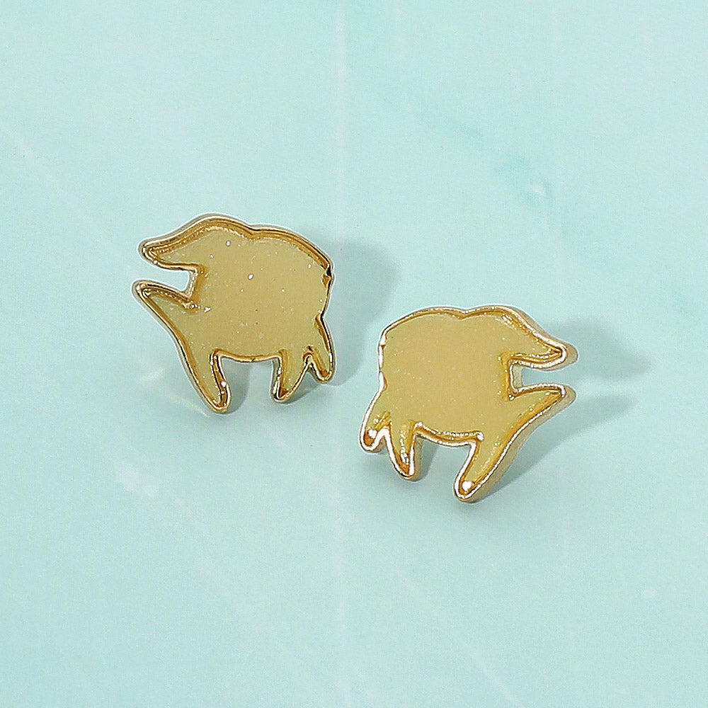 Faux Druzy Fish Silhouette Stud Earrings
