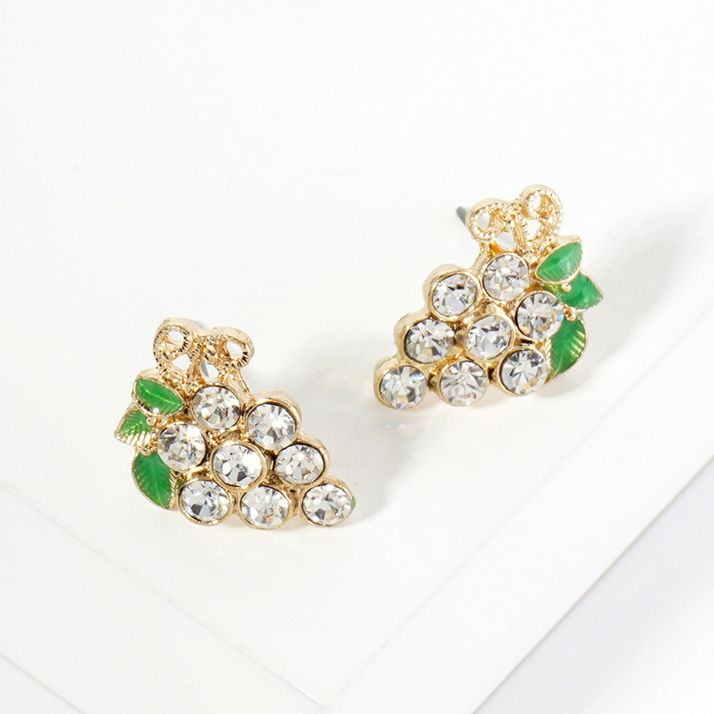 Crystal Grape Cluster Stud Earrings