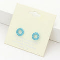 Rhinestone Embellished Open Circle Stud Earrings