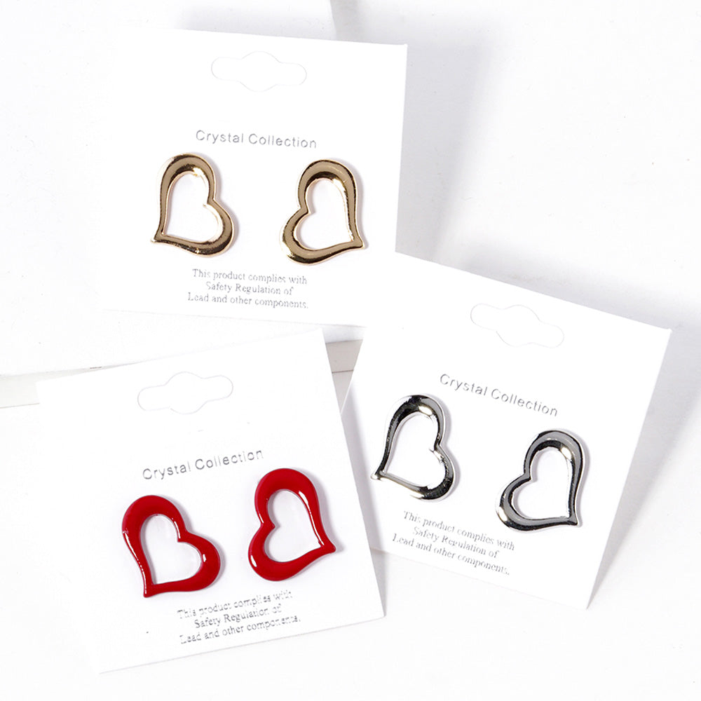 Open Heart Stud Earrings