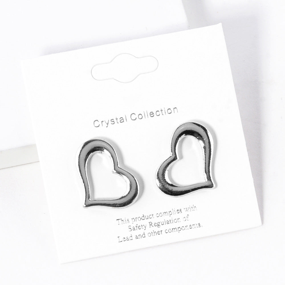 Open Heart Stud Earrings