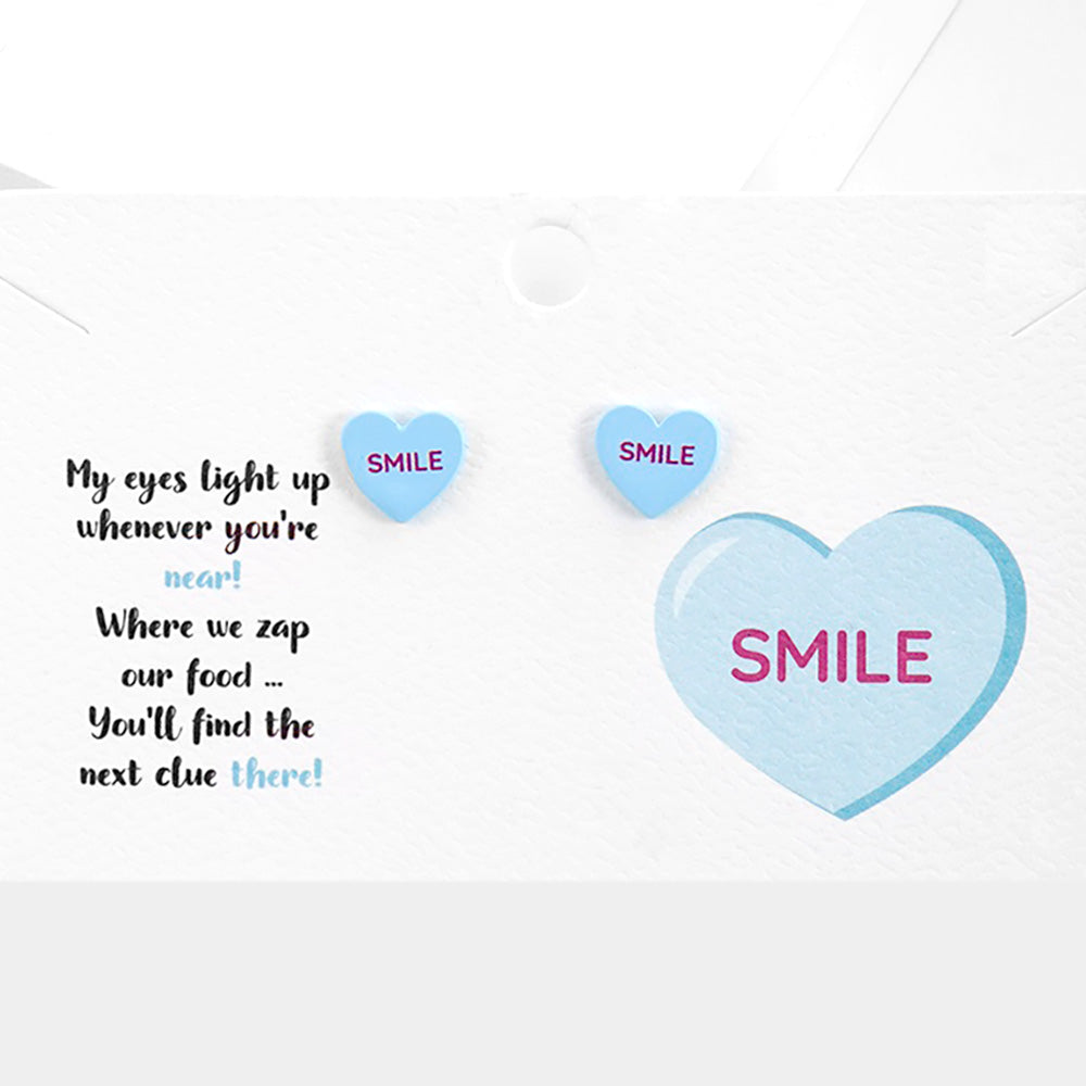 Smile Message Heart Stud Earrings