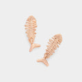 Metal Fishbone Sterling Silver Post Stud Earrings
