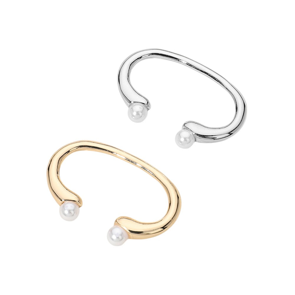 SECRET BOX_Sterling Silver Dipped Pearl Tip Two Finger Ring