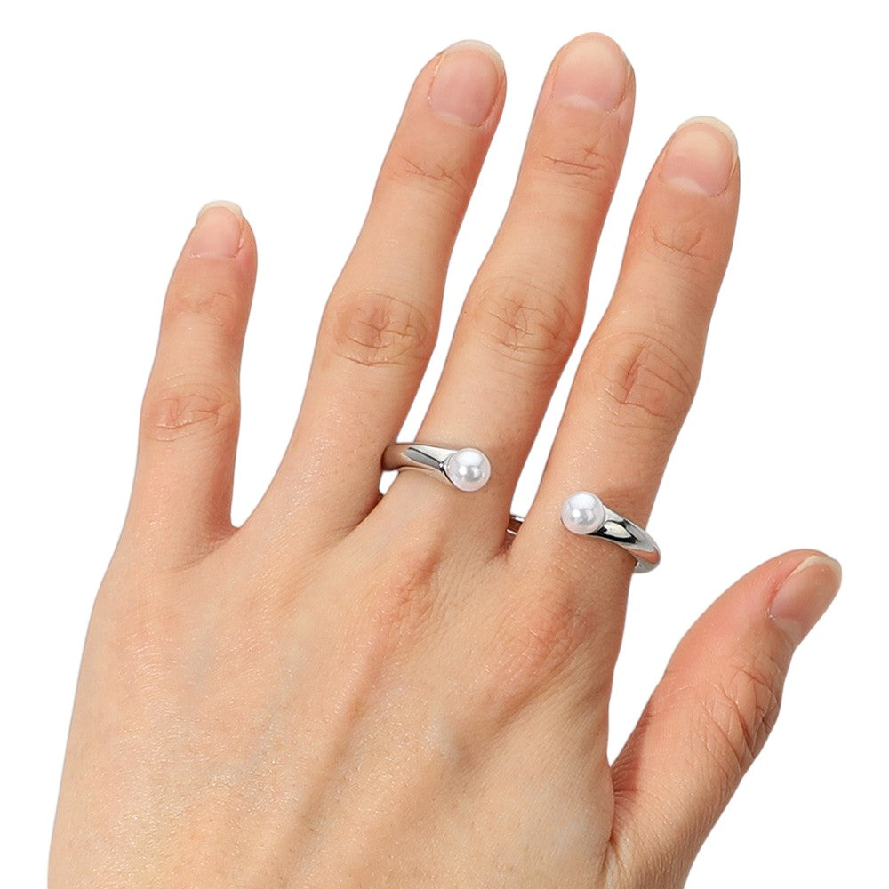 SECRET BOX_Sterling Silver Dipped Pearl Tip Two Finger Ring