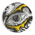 Round Yellow And Black Sketch Eye Glass Wall Art