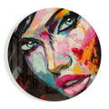 Teal Eyes Palette Knife Glass Wall Art