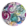 Pink and Teal Swirling Ink Circles Glass Wall Art