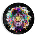 Colorful Splash Lion Round Glass Wall Art