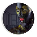 Gold Dust Red Lips Glass Wall Art