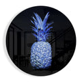 Electric Blue Round Pineapple Glass Wall Art