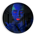 Round Indigo Green Speckle Face Glass Wall Art