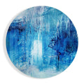 Deep Blue Textured Brushstroke Glass Wall Art
