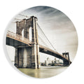 Sepia Brooklyn Bridge Circle Glass Wall Art