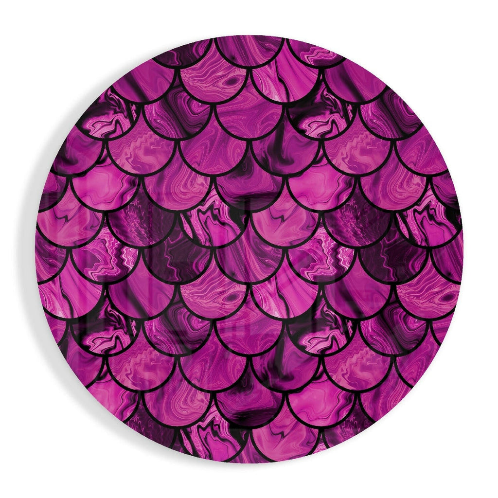 Magenta Marble Fish Scales Glass Wall Art