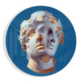 Blue Statue Head Peach Dots Glass Wall Art