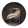Arching Ballerina Cream Silk Veil Glass Wall Art
