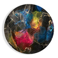 Jewel Ink Bloom Black Round Glass Wall Art