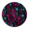 Neon Pink Teal Mannequin Heads Round Glass Wall Art