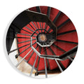Round Crimson Octagon Stairwell Glass Wall Art