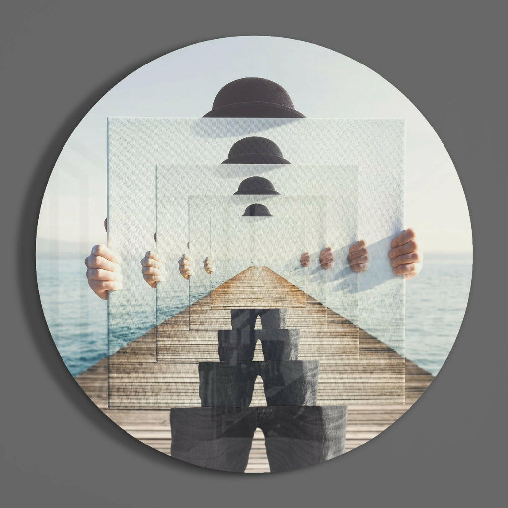 Mirrored Frames Seaside Dock Illusion Glass Wall Art