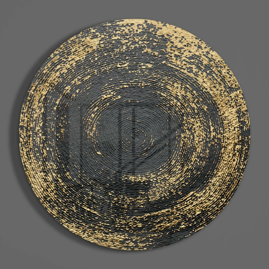 Black Gold Fleck Circle Glass Wall Art