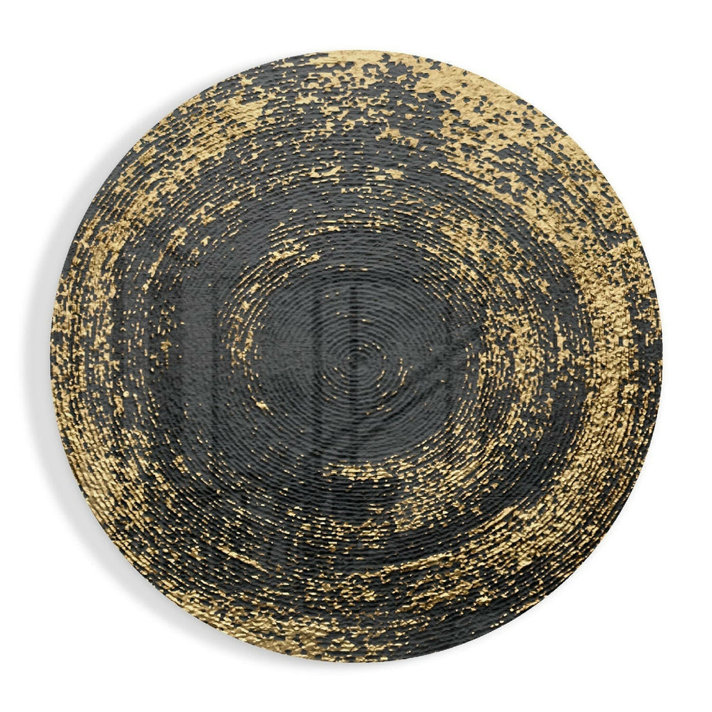 Black Gold Fleck Circle Glass Wall Art