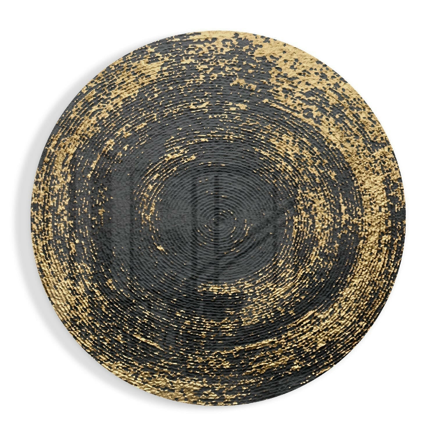 Black Gold Fleck Circle Glass Wall Art